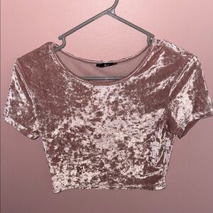 SHEIN Velvet Crop Top in Pink